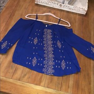 Blue shirt with gold detail